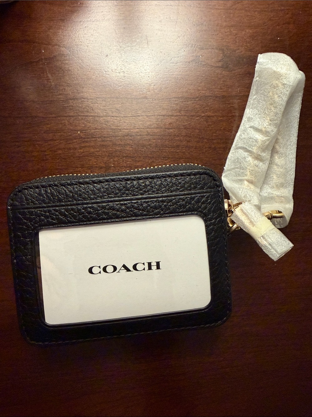 Coach Black Pebbled Leather Zip Card Case - Picture 2 of 4